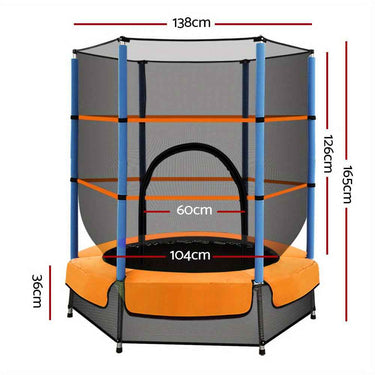 137.16cm Trampoline for Kids w/ Enclosure Safety Net Rebounder Gift Orange